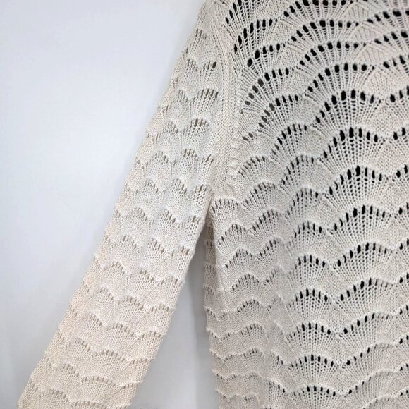 LOFT Open Back Knit Sweater Size L Pullover Scalloped Romantic Coquette Feminine - Picture 6 of 10